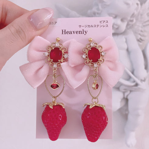 <09054>Strawberry&lip Earrings(Red)