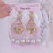 <09057>Golden heart and pearl hoop Earrings