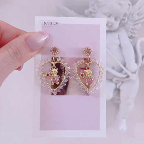 <09062>A little wizard bear Clip-On Earrings