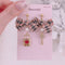 <09078>Padlock and heart key Clip-On Earrings(Plaid ribbon)