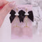 <09081>Black ribbon & rabbit strawberry Clip-On Earrings