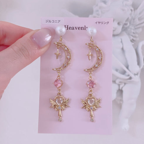 <09087>Magical Girl Clip-On Earrings(Wing)