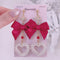 <09099>Perl Heart Clip-On Earrings(Red ribbon)