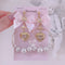 <09101>Golden heart and pearl hoop Clip-On Earrings
