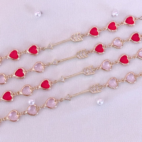 <09108>Arrow Bracelet Pink×Red