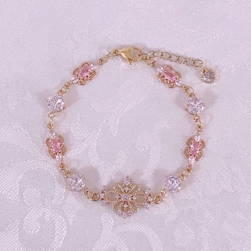 <09111>Pink and clear stones Bracelet