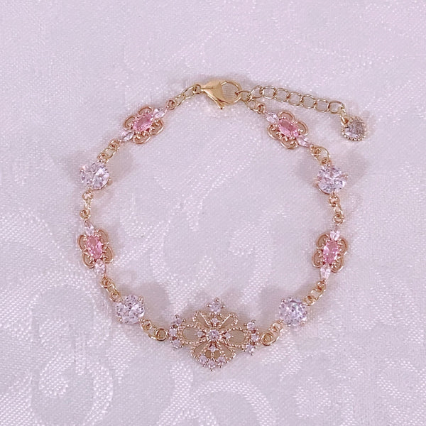 <09111>Pink and clear stones Bracelet