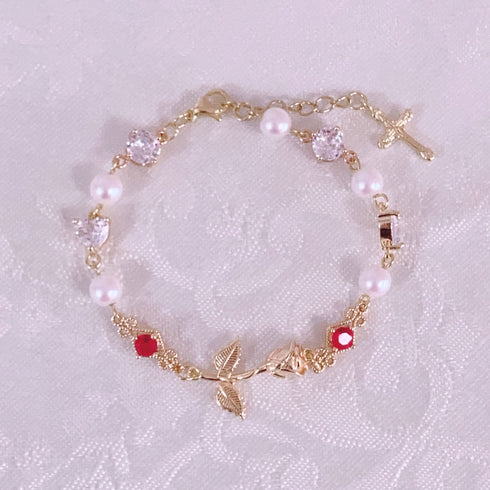 <09112>Golden rose Bracelet(Red)