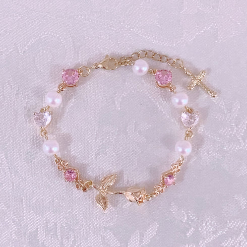 <09113>Golden rose Bracelet(pink)