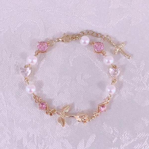 <09113>Golden rose Bracelet(pink)
