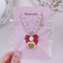 <09130>Sweet Heart Necklace Red Ribbon×White×Milk(56~61cm)