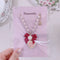 <09131>Sweet Heart Necklace Red Ribbon×White×Strawberry(56~61cm)
