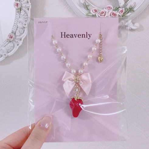 <09136> Magic Clear Bijou×Red Strawberry Necklace(55~60cm)