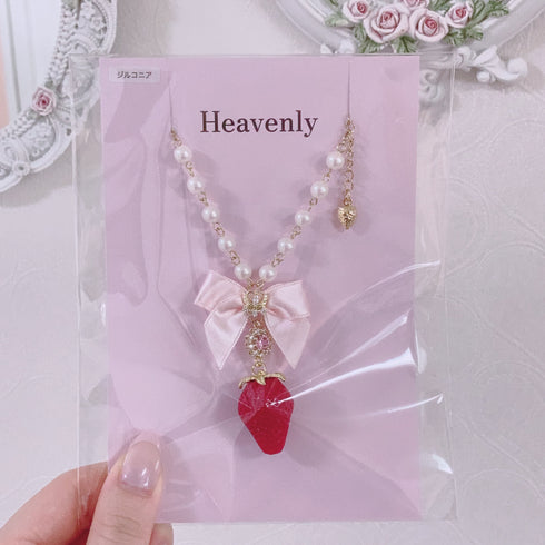 <09138> Magic Pink Bijou×Red Strawberry Necklace(55~60cm)