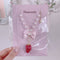 <09143>Strawberry Necklace Rabbit(Red)(57~62cm)