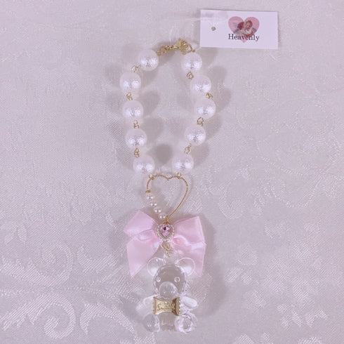 <09148>Clear Bear Bag Charm(Pink)