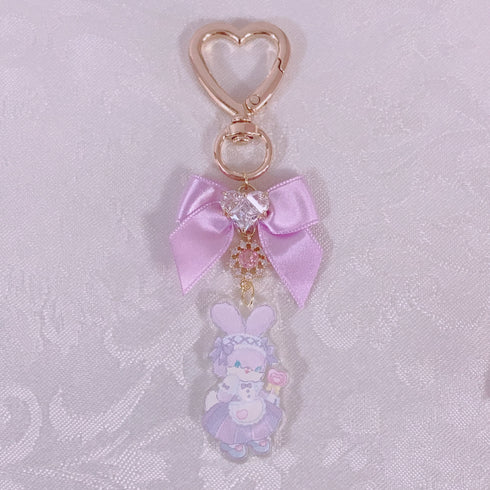 <09151>fluffy bunny collaboration Bag Charm(Purple)