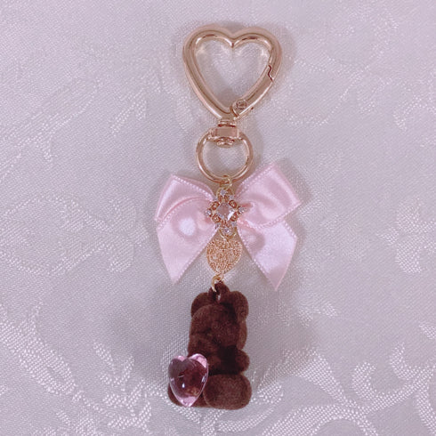 <09158>Chocolate Bear Bag Charm(Pink)
