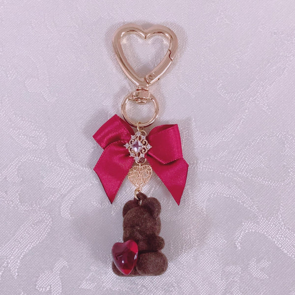 <09159>Chocolate Bear Bag Charm(Red)