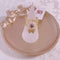 <09169>Gold Color Lace Ring Light Blue×Butterfly