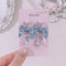 <09187>Blue ribbon&clear bear Earrings