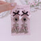 <09189>Bear Earrings Pink Ribbon×Black Heart