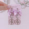 <09191>Pink ribbon&moon Earrings