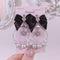 <09194>Snowflake Earrings(Black ribbon)