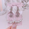 <09195>Snowflake Earrings (White ribbon)