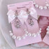 <09195>Snowflake Earrings (White ribbon)