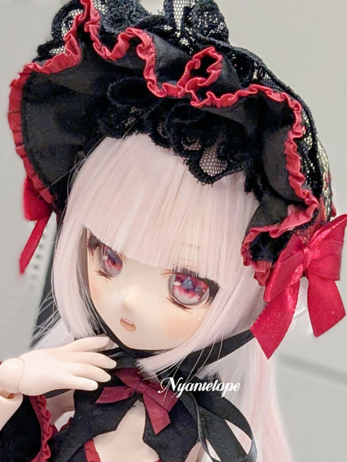 ワイヤー入りハーフボンネット(ドール、ぬいぐるみサイズ)(ブラック、ホワイト、レッド) ゴスロリ 甘ロリ ロリータ ロリィタ
