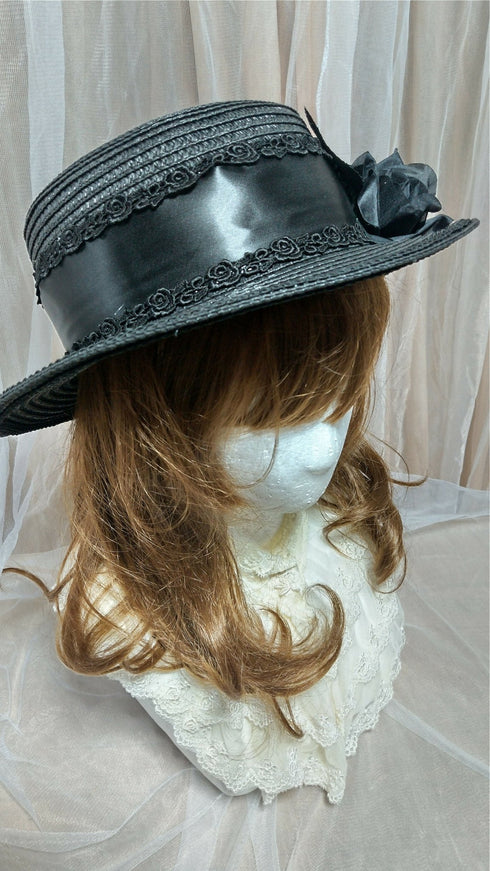 黒薔薇Simpleストローハット