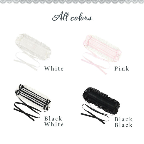 JupeLapin薔薇リボンヘッドドレス ブラック ホワイト ピンク