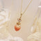 <10004>strawberry&swan ribbon necklace (elegant rose)