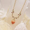<10010>strawberry&leafchain necklace (elegant rose)