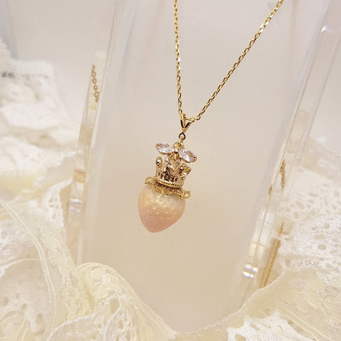 <10014>clown berry&ribbon necklace (brilliant pink)