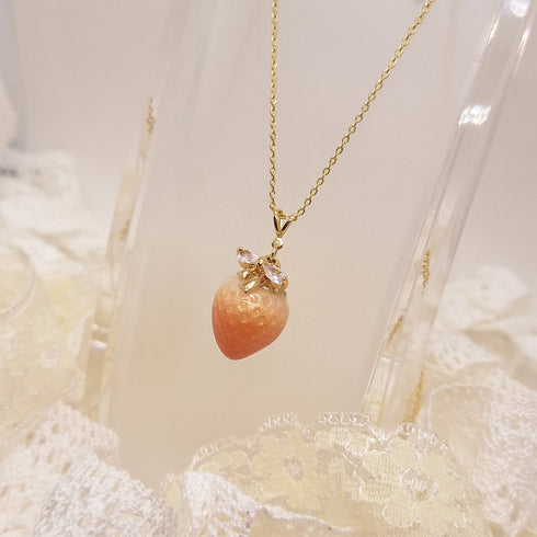 <10015>small flour&ribbon necklace (elegant rose)
