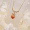 <10016>small flour&leaf chain necklace (pure red)