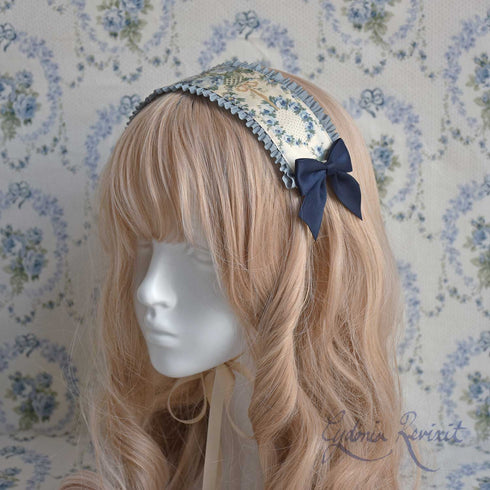 <10029>Muguet&Roseヘッドドレス(リバーシブル) ブルー