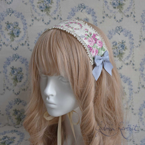 <10030>Muguet&Roseヘッドドレス(リバーシブル) ラベンダーグレー