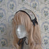 <10031>Muguet&Roseヘッドドレス(リバーシブル) ダークグレー×ブラックフリル