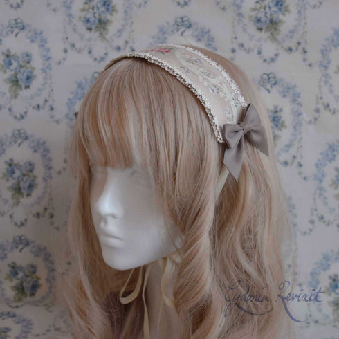 <10034>Rose Vineヘッドドレス ベージュ(長さ25cm)