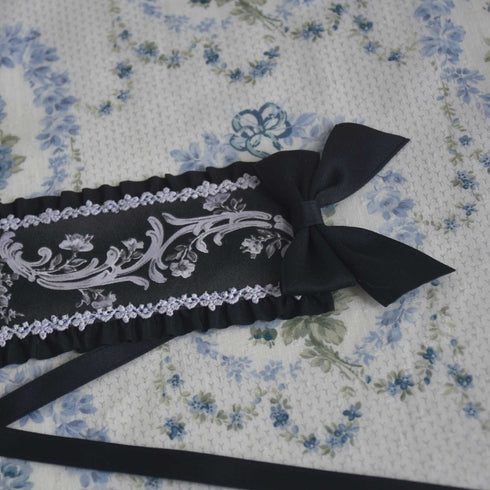 <10038>Rose Vineヘッドドレス ブラック×ホワイト(長さ25cm)