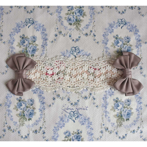 <10039>Ripple Flower Laceヘッドドレス ベージュ×モカリボン