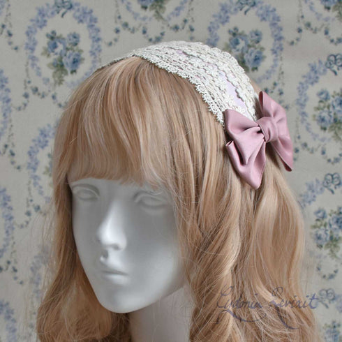 <10040>Ripple Flower Laceヘッドドレス ピンク×ローズリボン