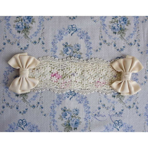 <10041>Ripple Flower Laceヘッドドレス ペールグリーン×アイボリーリボン