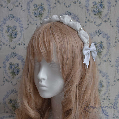 <10043>Tulle&Pearlふわふわカチューシャ ホワイト