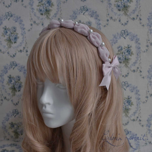 <10045>Tulle&Pearlふわふわカチューシャ ライトピンク