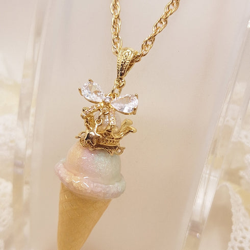 <10048>clown ice necklace rainbow ribbon(slightly pink)