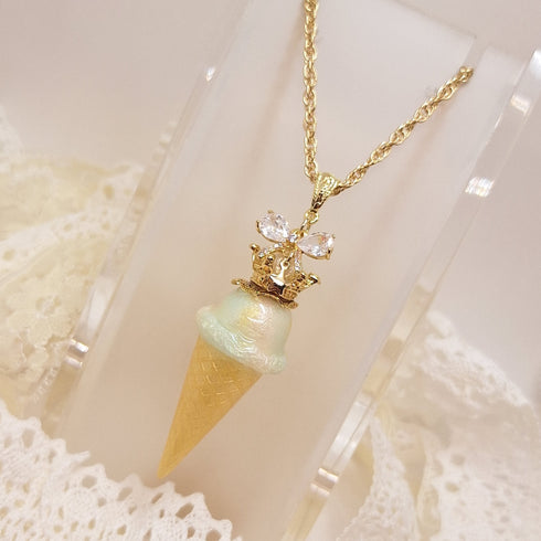 <10049>clown ice necklace rainbow ribbon(Slightly mint)